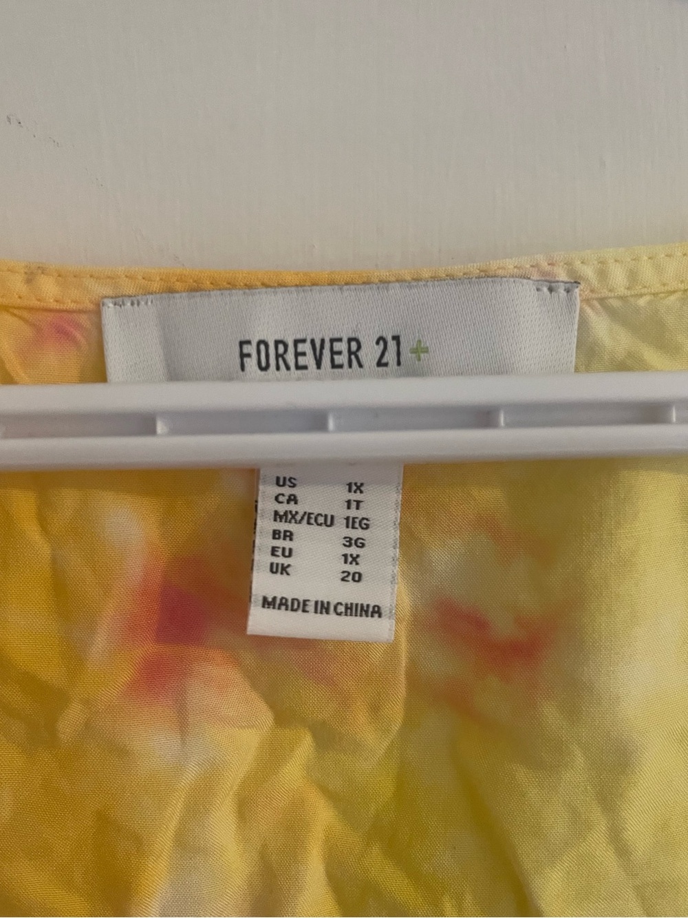 Forever 21 Yellow & Pink Tie-Dye V-Neck Top - Picture 3 of 3